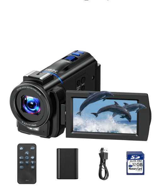 ES: AC11AA, Cámara de vídeo 4K 48MP Videocámara 16X Digital Zoom IR Cámara Vlog con tarjeta SD de 32 GB