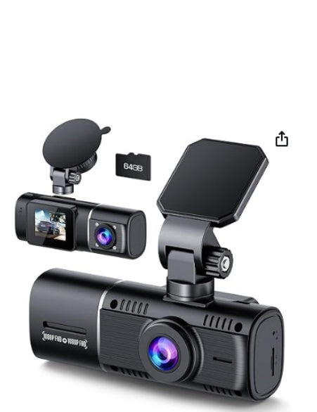 CA: C310, 1080P dual dash cam front and inside with 64GB SD card