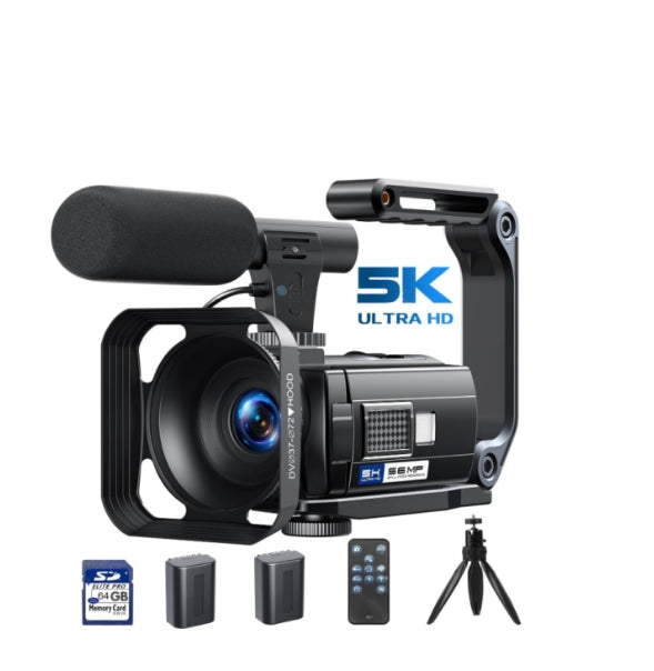 IT: AC12CXXXXX, Videocamera 5K 56MP WiFi 16X Zoom Digitale con IR Visione Notturna Vlogging Camera, 3.0" IPS Schermo Video Camera per Youtube con Stabilizzatore, Scheda SD da 64 GB, Telecomando, Microfono, batterie