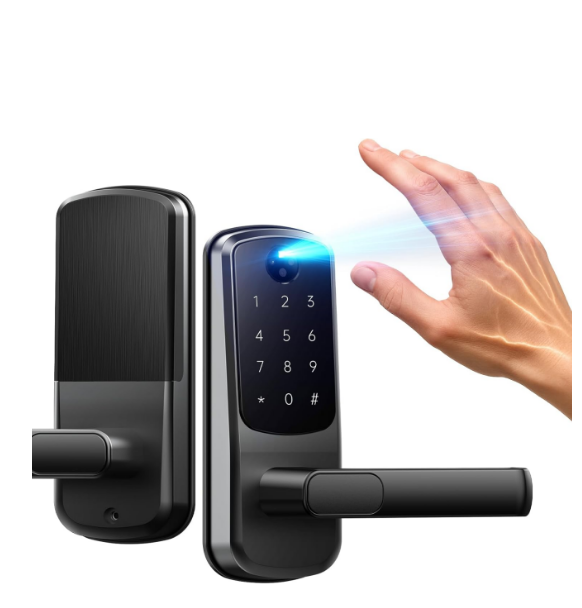 US: DL04XAHXXX, Palm Vein Smart Lock, Smart Door Lock with Palm Vein Recognition, Keyless Entry Smart Locks with Handle for Front Door, 4 AA Batteries Included, IP65 Waterproof