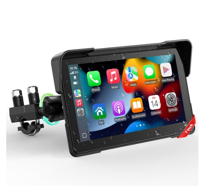 US: RC19XXXDXX, VOLAM Wireless Motorcycle CarPlay Screen, 7-inch IP67 Waterproof Touchscreen,GPS Navigation System,Anti-Glare for Daylight, Voice Control, Dual Bluetooth, Suitable for Harley, Kawasaki, Yamaha, etc.