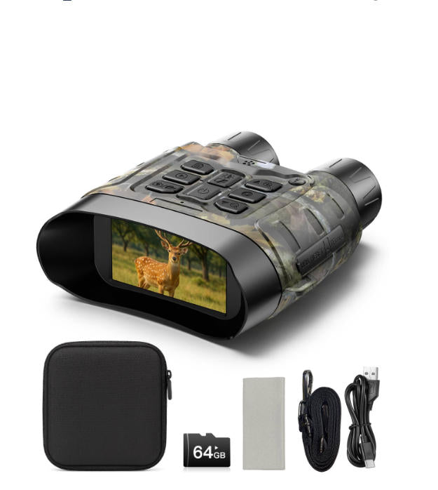 US: NV03, Night Vision Goggles - 4K Full-Color Night Vision Binoculars with 5000mAh Rechargeable Battery, 64GB TF Card for Saving Photos and Videos, 3-inch HD Screen, 18x Zoom, Suitable for Camping, Camouflage