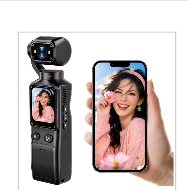US: AC32,Pocket Camera 2K, 360° Rotating Lens, WiFi App, 7-Hour Battery, Handheld Camera for Vlogging, YouTube, Tiktok, Travel, Daily Recording
