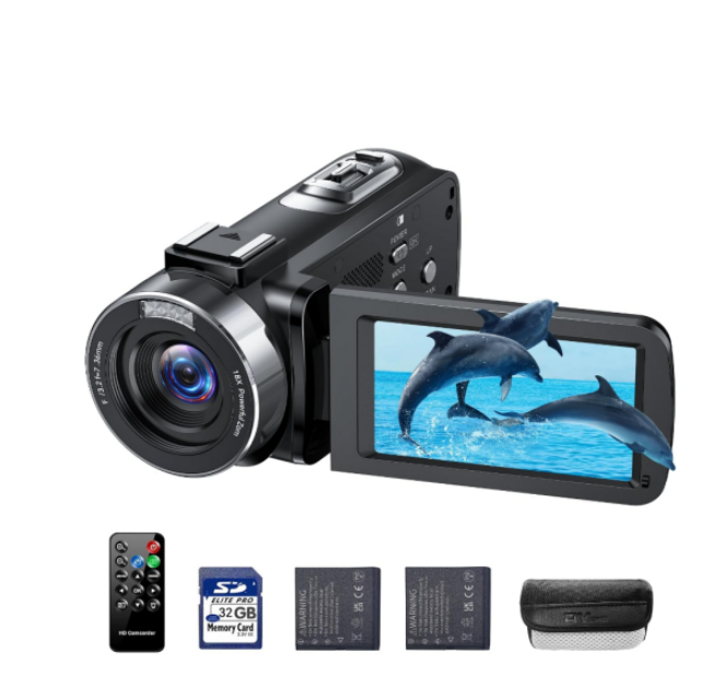 UK: AC13BAXXXX, Camcorder Video Camera, 4K Cam Corder 42MP 18X Digital Zoom Vlog Camera Video Recorder with 3.0" 270° Rotation Screen, Youtube Camera for Vlogging Travel with Remote, 32G SD Card & 2 Batteries