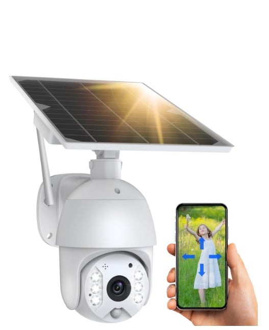 US: AP40-T, Solar Outdoor Camera Wireless WiFi, 355° Panoramic View, 1080P HD Color Night Vision, 2-Way Audio, PIR Motion Sensor