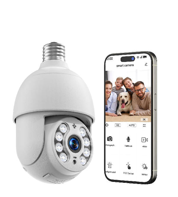 FR: SC30 ,4MP Ampoule Camera Surveillance WiFi, caméra extérieure sans Fil, PTZ 360 degrés,