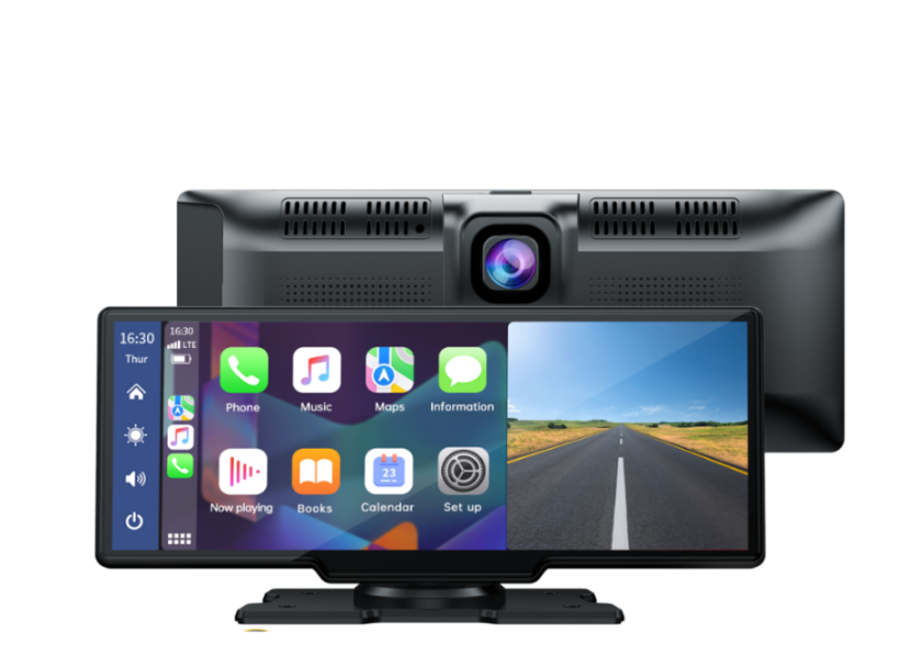 US: RC06CDXAXX-T, Carplay Screen for Car with 2.5K Dash Cam and 1080P Backup Camera Portable Wireless Android Auto Screen GPS Navigation Mirror Link Voice Control Hands-Free for iOS 11+ Android 11+