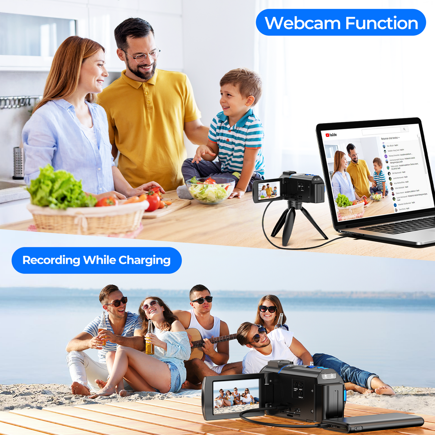 Campark AC11A 4K 30FPS Video Camera 48MP Camcorder with IR Night Vision, 3.0" Touch Screen