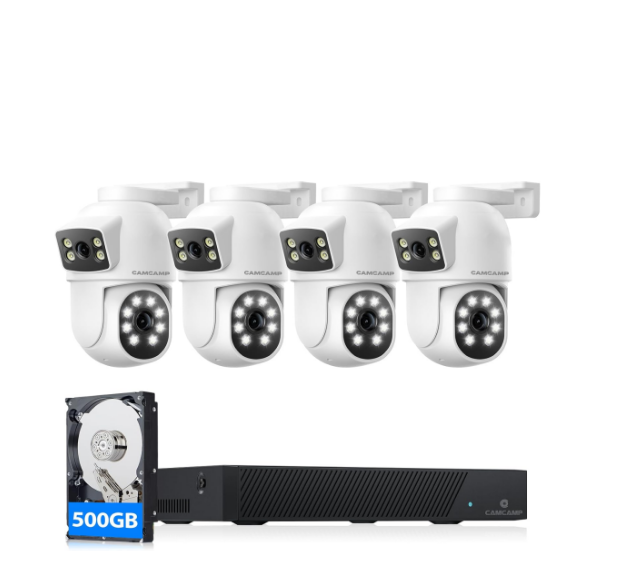 US: SC52XAXHUS,POE Security Camera System,Dual Lens Wired Security Camera System Outdoor,4pcs 2-in-1 Cameras,2-Way Audio,Auto Tracking,PTZ, Color Night Vision, 8CH NVR with 500GB HDD for 24/7 Recording
