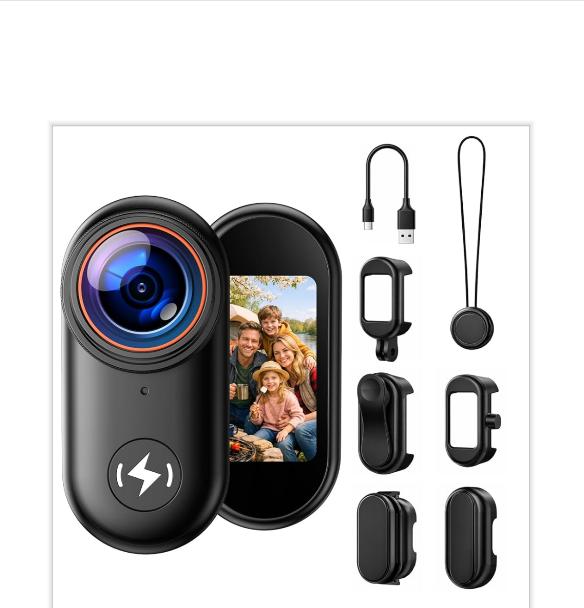 US: AC27AAXXXX, CAMWORLD 4K Mini Body Camera with 64GB Card, Thumb Action Camera Magnetic Mount 1.47" Screen, Wearable POV Camera for TikTok YouTube Vlogging Motorcycle Security