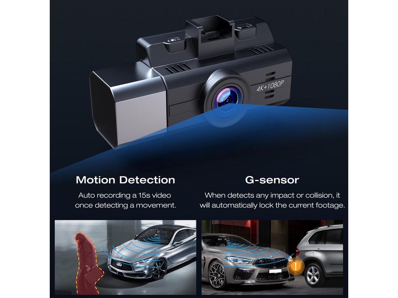 3 Channel 4K Dash Cam Front and Rear Inside, 4K+1080P Dash Camera Front and Inside, Triple Car Camera 2K+1080P+1080P with IR Night Vision, WDR, 170°Wide Angle, Parking Monitor