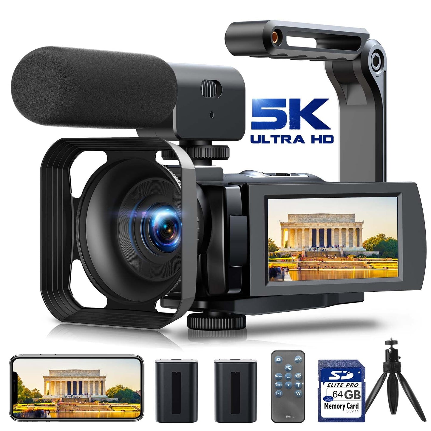 Campark AC12 5K 25FPS Video Camera 56MP Photo 3”Touch Screen Digital Camcorder