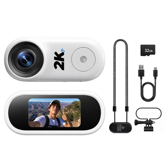 CA: AC33XEXXXX,Mini Body Camera, Wearable Action Body Cam, 2K Thumb Size Body POV Camera