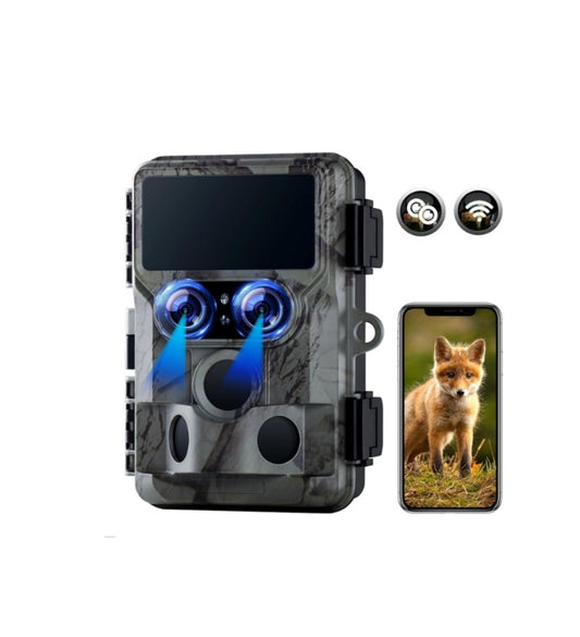 US: TC06, Trail Camera WiFi, Starlight Night Vision Dual Lens Native 4K 60MP 30FPS Bluetooth Game Hunting Cameras with IMX458 Sensors for Wildlife Monitoring
