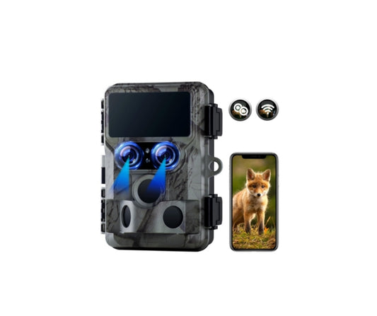 AU: TC06heli-AU,  2024 WiFi Trail Camera Dual Lens Starlight Night Vision, Native 4K 60MP 30FPS Bluetooth Game Hunting Cameras with IMX458 Sensors for Wildlife Monitoring