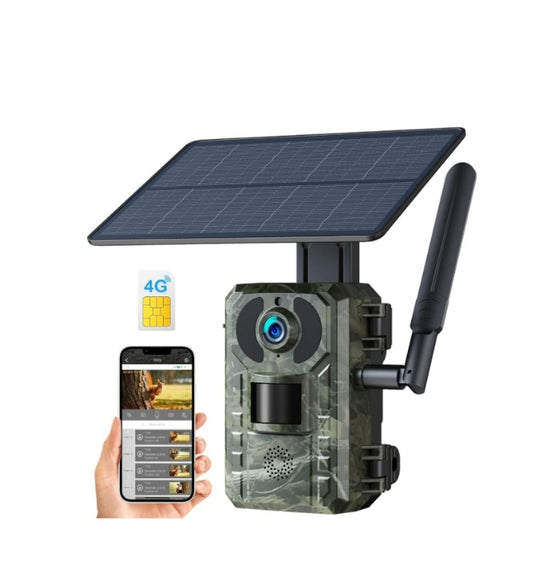 UK: TC25, 4G Wildlife Camera with Live Streaming, 4G LTE Wireless 2.5K Cellular Trail Camera Solar Powered, Motion Alert Game Camera, 940nm No Glow Night Vision, IP66 Waterproof