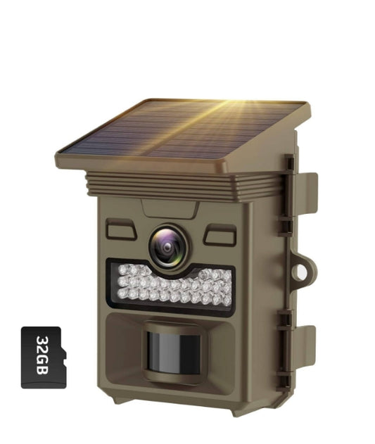 CA: TC19, Solar Powered Trail Camera 48MP 4K Game Camera with 2500mah Built in Battery 0.1s Trigger Night Vision Motion Activated Waterproof IP66
