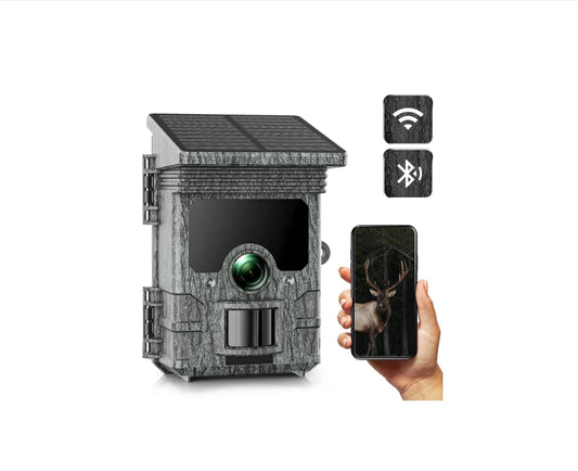 AU: TC02-AU-HL, Solar Powered Trail Camera 4K Native 46MP - WiFi Bluetooth Hunting Game Camera 0.1s Trigger Speed - Solar Trail Camera with Night Vision Motion Activated IP66 Waterproof