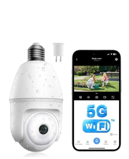 CA: SC47XXXXUS,  Light Bulb Security Camera - 5G& 2.4GHz WiFi Outdoor Indoor Security Cameras for Home Security 360° Panoramic Camera,Motion Detection and Siren Alarm...