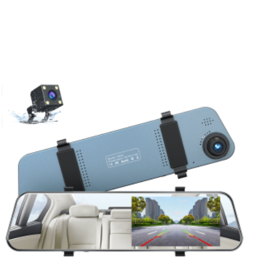 US: CE34-T, Backup Camera 5" Mirror Dash Cam Touch Screen 1080P Rearview Front and Rear Dual Lens with Waterproof Reversing Camera