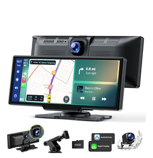 US:RC06DA, Wireless Carplay Screen for Car with 2.5K Dash Cam, 1080p Backup Camera, 9.26" Portable Car Stereo with Apple Carplay Android Auto, Mirror Link, Loop Recording, GPS Navigation, AUX/FM