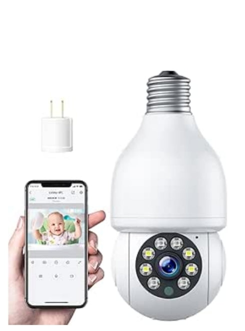 CA: SC16A, Light Bulb Security Camera, HD 1080P Wireless WiFi Security Cameras Wireless Outdoor, 2.4G Wi-Fi Lightbulb Camera with Smart Motion Detection, Two-Way Talk,Color Night Vision, Remote Access