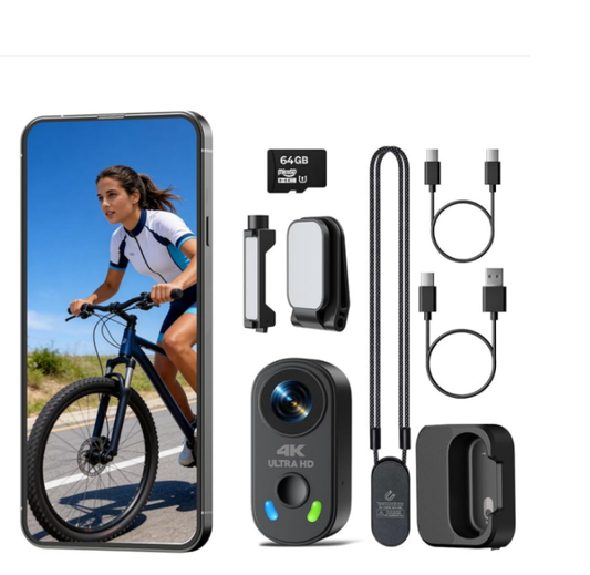 US: AC29XAXXXX, 4K POV Action Camera Mini Body Cam with Thumb Size, WiFi APP Control, Charging Case, 64GB TF Card, Hands Free POV Recording with Magnet Mount for TikTok Content Creator Vlogging Walking Cycling