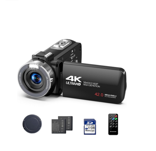 US: AC13BA,Camcorder Video Camera 4k 42MP, 18X Digital Zoom Vlogging Video Recorder for YouTube 3”270°Rotation Screen Compact 4K Travel Camcorders with 2 Batteries, 32GB SD Card, Remote Control