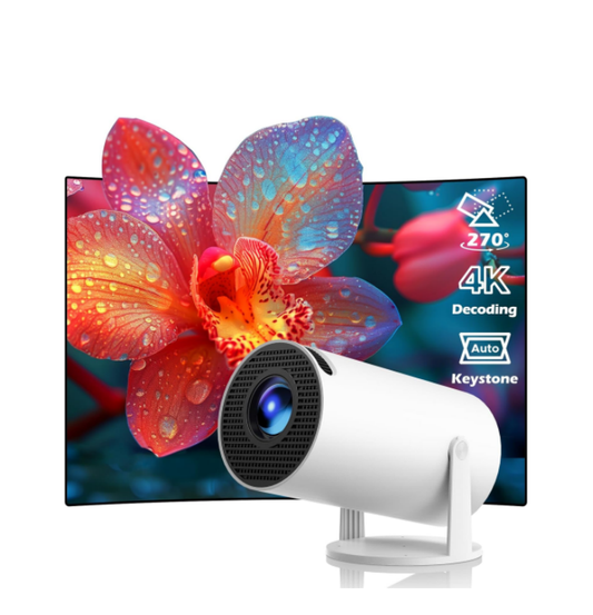 UK: PR06, [Netflix Ready & Android 11.0] Mini Projector 4K, HOTPEAK Portable Smart Projector with WiFi 6 and Bluetooth 10000 Lumen Auto Keystone 270° Rotatable Stand for Home Cinema/Bedroom/Outdoor