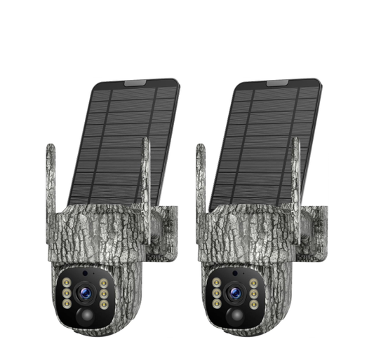 US: TC32BFXXUS,4G LTE Cellular Trail Camera 2 Pack, Auto Tracking Game Camera with SIM Card & Solar Panel, 2.5K HD Wireless Security Camera, No WiFi Needed, Motion Activated Waterproof Night Vision for Security