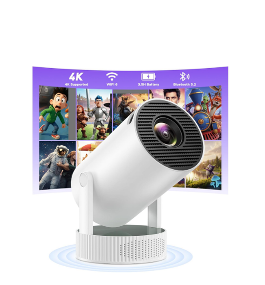 CA:PR09, Portable Projector with Built-in Battery, 1080P Supported Mini Projector, 3.5Hrs Outdoor Movie Projector, Wi-Fi&BT 5.2, Auto Keystone, Ideal for Camping, Home Theater, and Ceiling Projection