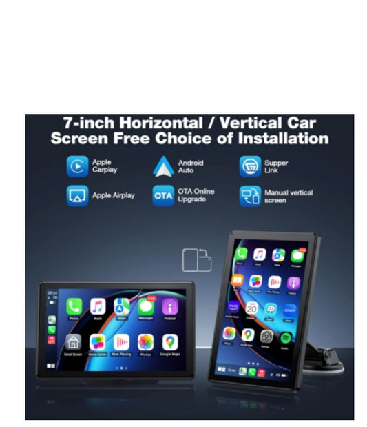 US: RC18, 7'' HD Carplay Screen with Magnetic Mount, Landscape & Portrait Screen Compatible with Apple Carplay and Android Auto