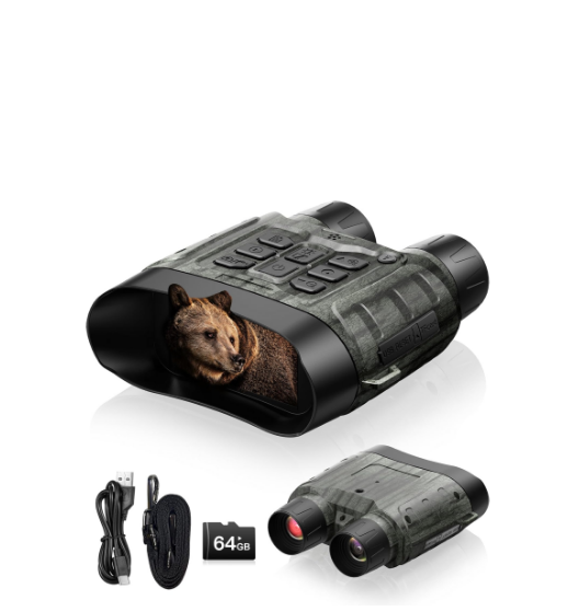 US: NV01, Night Vision Goggles, 4K 112MP Night Vision Binoculars for Adults, 12X Zoom & 5000mAh Battery, 64GB Card Included, Infrared Vision, 1500ft Range, Perfect for Outdoor, Camping & Security