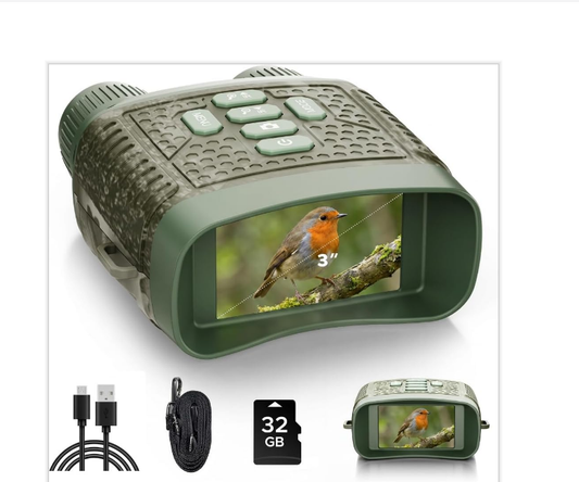 US: NV02XAXXXX-F, "Night Vision Goggles, 4K Night Vision Binoculars, 3'' HD Screen & 10X Digital Zoom, 5000mAh Battery and 32GB TF Card, 1500FT Viewing Range for Camping "