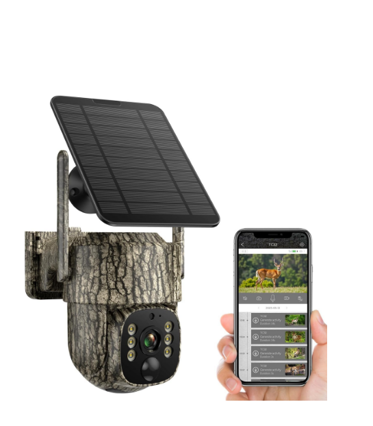 US: TC32AAPXUS, Trail Camera, Cellular Security Camera 2.5K Live Streaming, Auto Tracking Solar Powered Game Cameras with Night Vision, Motion Activated, 360° View, Built-in SIM Card for Outdoor