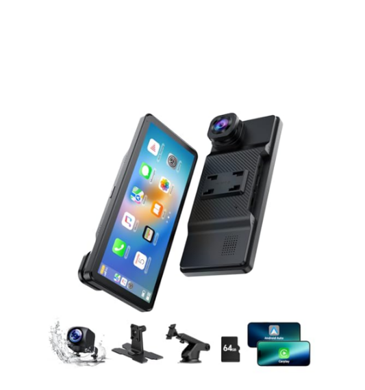 US:RC09CAXAXX-T,  6.86" Wireless CarPlay Screen for Apple Carplay and Android Auto, Dual Dash Cam 2.5K Front 1080P Rear Recording, Voice Control, GPS Navigation, Mirror Link, Bluetooth, FM, AUX, Fits Most Cars