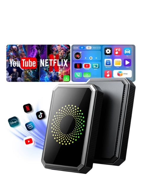 US: RC23XXXDXX, AI Box Built-in Video – Wireless CarPlay Adapter Stream Movies & Shows Directly to Car Screen, Plug & Play for Factory Car Stereo 2016+ & iOS 12+