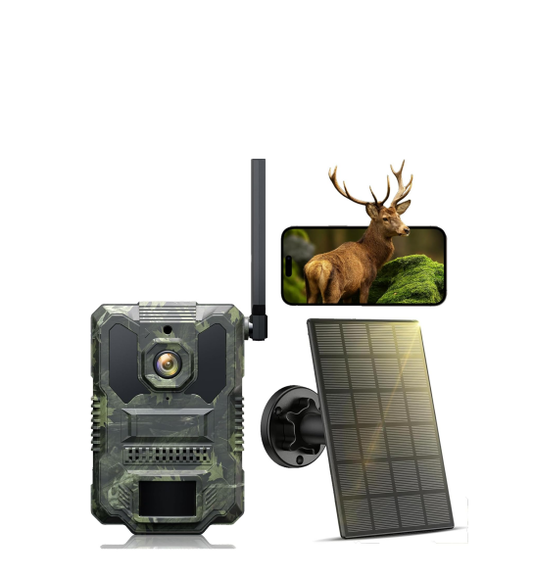US: TC36,4G Cellular Trail Camera, 2.5K Live Feed Solar Trail Cameras with Built-in SIM Card and 7800mAh Lithium Battery, Smart Detection, 940nm Night Vision Game Camera for Outdoor Trail Cam
