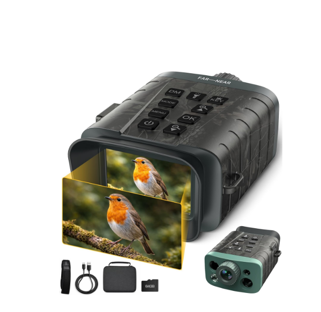 US: NV04AAXXXX,Night Vision Goggles with Rangefinder – 4K Video, WiFi App Connection, 18X Zoom, 5000mAh Battery, 32GB Card, 1200Yd Measurement, 1968Ft Night Vision Range, Wildlife Observation, Gift for Dad & Men