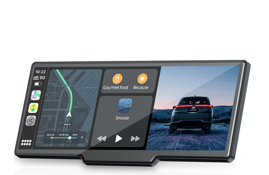 US:RC06DA, 9.26'' Carplay Screen for Car with 2.5K Dash Cam and 1080P Backup Camera Portable Wireless Android Auto Screen GPS Navigation Mirror Link Voice Control Hands-Free for iOS 11+ Android 11+