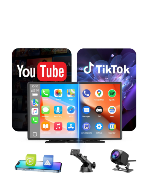 US: [Only for Walmart] RC30XBXDXX,9" Carplay Screen, Portable Wireless CarPlay & Android Auto with Online Video Apps & Backup Camera, Car Stereo with Dual Wifi & Bluetooth, FM