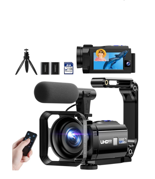 US: AC09DXXXXX,Camcorder Video Camera 5K, Dual Lens Vlogging Camera for YouTube, 3” 270° Rotatable Touchscreen WiFi 56MP Night Vision Cam Corder with 64GB SD Card, Microphone, Tripod, Stabilizer, Remote, Batteries