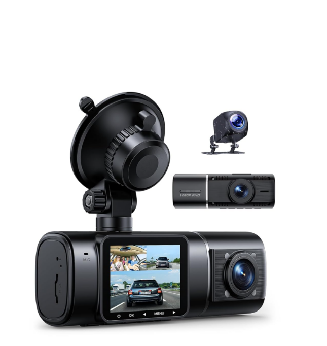 FR: C300XAXXX-T, Volam Dashcam Voiture Avant Arrière Intérieur 1080P, Caméra Embarquée Voiture avec Mode Stationnement, Dash Cam Grand Angle 170°,G-Capteur, Vision Nocturne, Enregistrement en Boucle, Carte SD 64Go