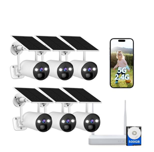 DE:  SC17/WTDE-HX,überwachungskamera aussen solar Set, 4MP außenkamera kabellos, 10CH 4k NVR mit 500GB SD Karte, Kamera überwachung innen, 6-CAM KIT
