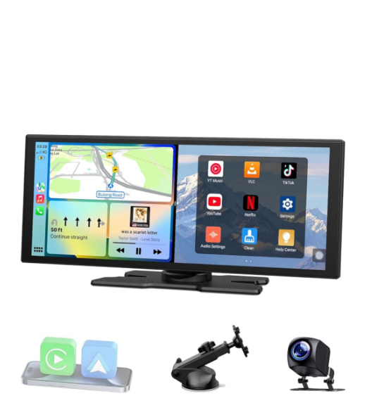 UK: RC29XBXDXX, 10.25 Zoll Wireless Carplay Android Auto Display with YouTube/Netflix & 2.4G/5G Dual-Band WIFI with 720P Rear Camera