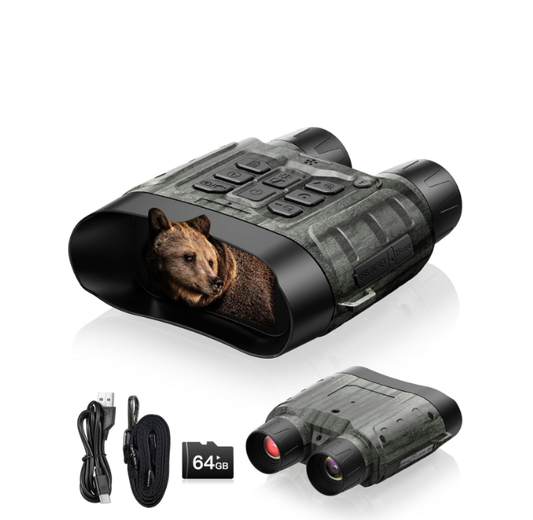 FR: NV01, Jumelle Vision Nocturne, 4K UHD 112MP Jumelles Vision Nocturne avec Carte 64GB Batterie & 5000mAh Rechargeable, Jumelle Infrarouge Vision Nocturne Zoom Numérique 12X Portée 450m