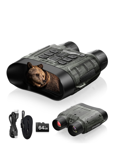 DE: NV01, 4K 112MP Nachtsichtgerät, Infrarot-Fernglas Nachtsichtgerät Jagd, Nachtsichtgeräte 12X Digitalzoom Reichweite 450M, 5000mAh Wiederaufladbares, 64GB TF-Karte für Jagd Sicherheit Camping
