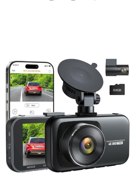 US: DC16BA, 4K Dual Dash Cam with 1080P Rear Camera, 5G WiFi