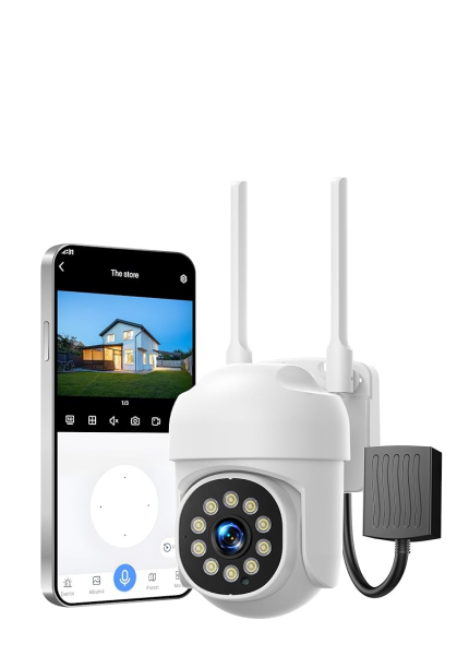 US: BC1057,Security Cameras Wireless Outdoor, 350° Pan & 90° Tilt CCTV Camera with Auto AI Motion Detection & Spotlight Siren Alarm, WiFi Surveillance Indoor Home Camera, Color Night Vision, 2-Way Talk
