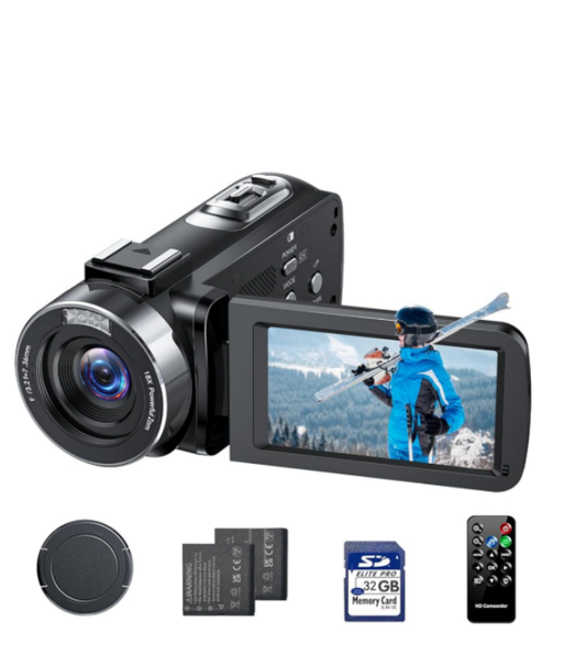 CA: AC13BAXXXX, Camcorder Video Camera 4K, 42MP 18X Digital Zoom Vlogging Camera for YouTube, 3.0" 270° Rotating Screen Webcam Cam Corder, Video Recorder with 32GB SD Card, Fill Light, Batteries, Remote Control